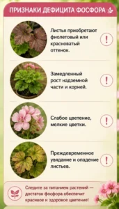 признаки дефицита фосфора у пеларгоний